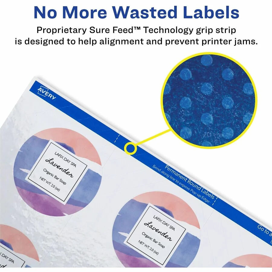Avery Glossy White Round Labels - Waterproof Permanent Adhesive - 90 - Multipurpose & ID