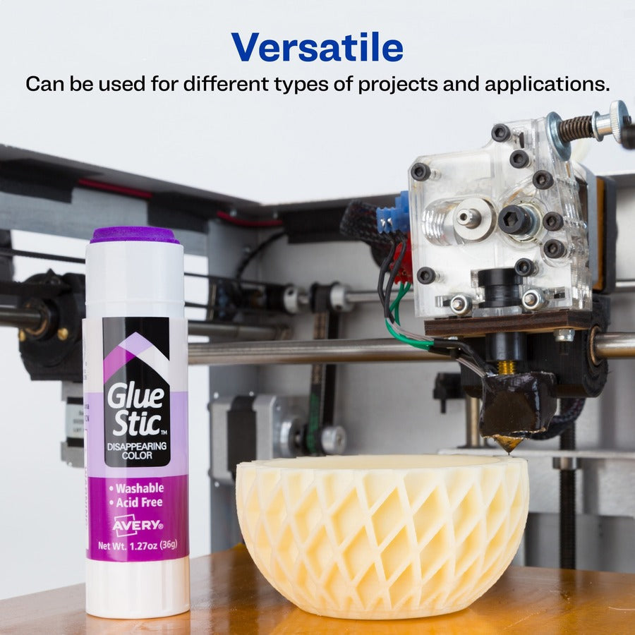 Avery® Glue Stic with Disappearing Purple Color - 1.27 oz - 6 / Pack - Sticks
