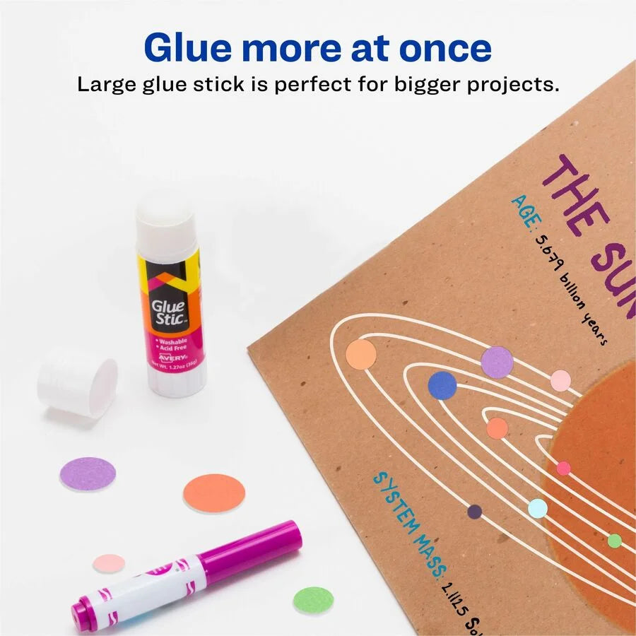 Avery Glue Stick: 1.27 oz White Adhesive - Pack of 6 - Sticks
