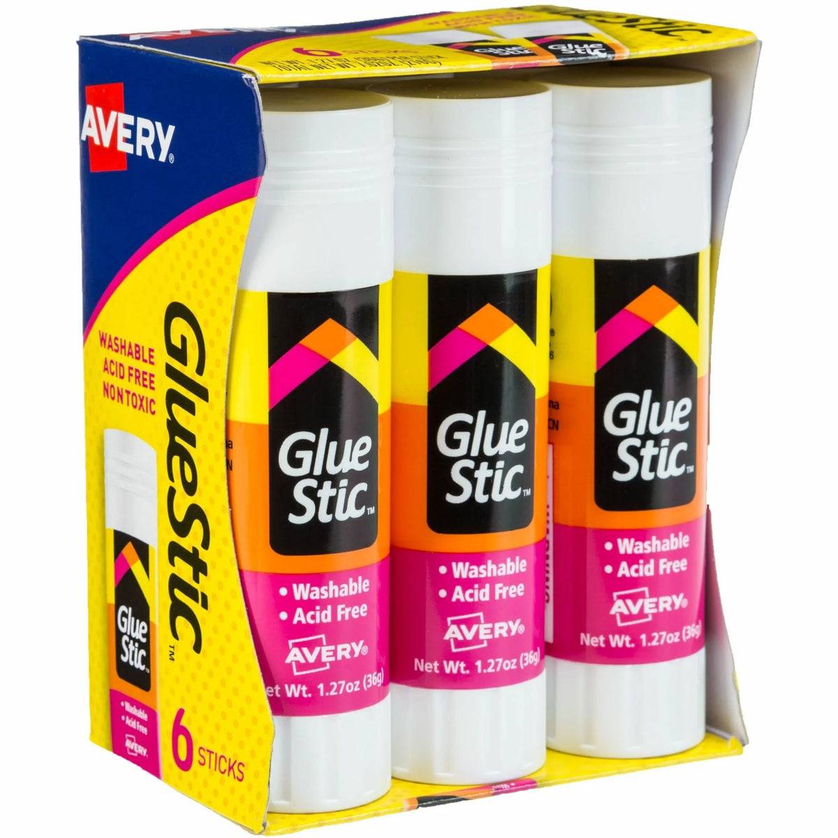Avery Glue Stick: 1.27 oz White Adhesive - Pack of 6 - Sticks