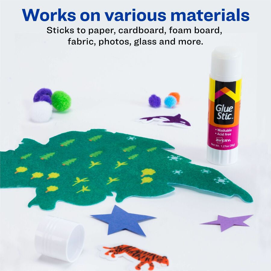 Avery® Glue Stick - 1.27 oz - White - 6 / Pack - Sticks