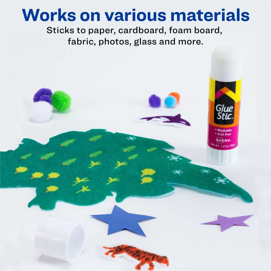 Avery Glue Stick: 1.27 oz White Adhesive - Pack of 6 - Sticks