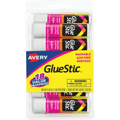Avery Glue Stick: White 0.26 oz - Pack of 18 - Sticks