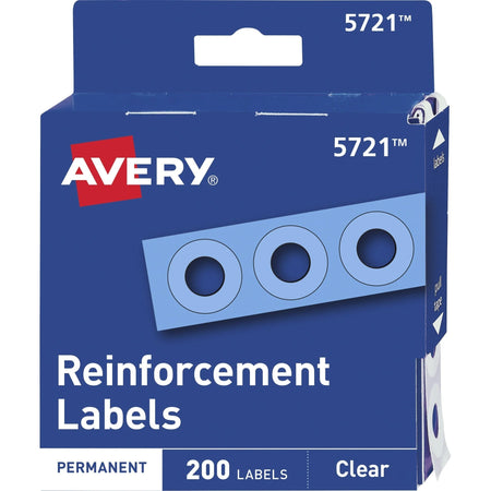 Avery Hole Reinforcement Label Rings: 0.3’’ Clear Polyvinyl - 200/Pack - Binder Reinforcements