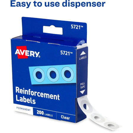 Avery Hole Reinforcement Label Rings: 0.3’’ Clear Polyvinyl - 200/Pack - Binder Reinforcements