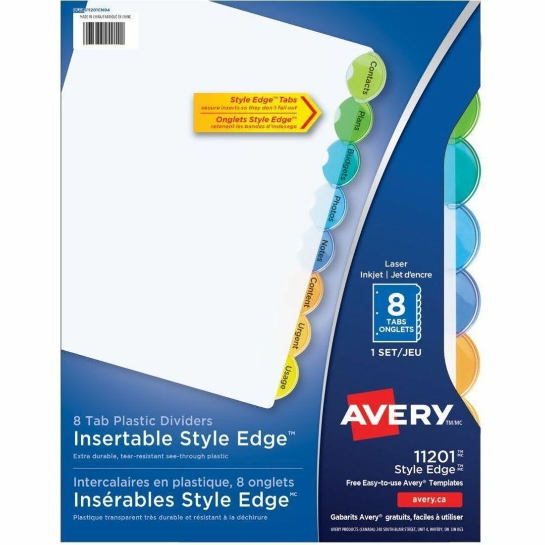 Avery Insertable Style Edge Plastic Dividers - 1100