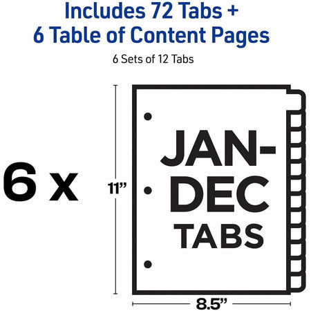 Avery Jan-Dec Dividers, 12 Tabs, Ready Index (6 Sets of 11826) - Alternate-Image3