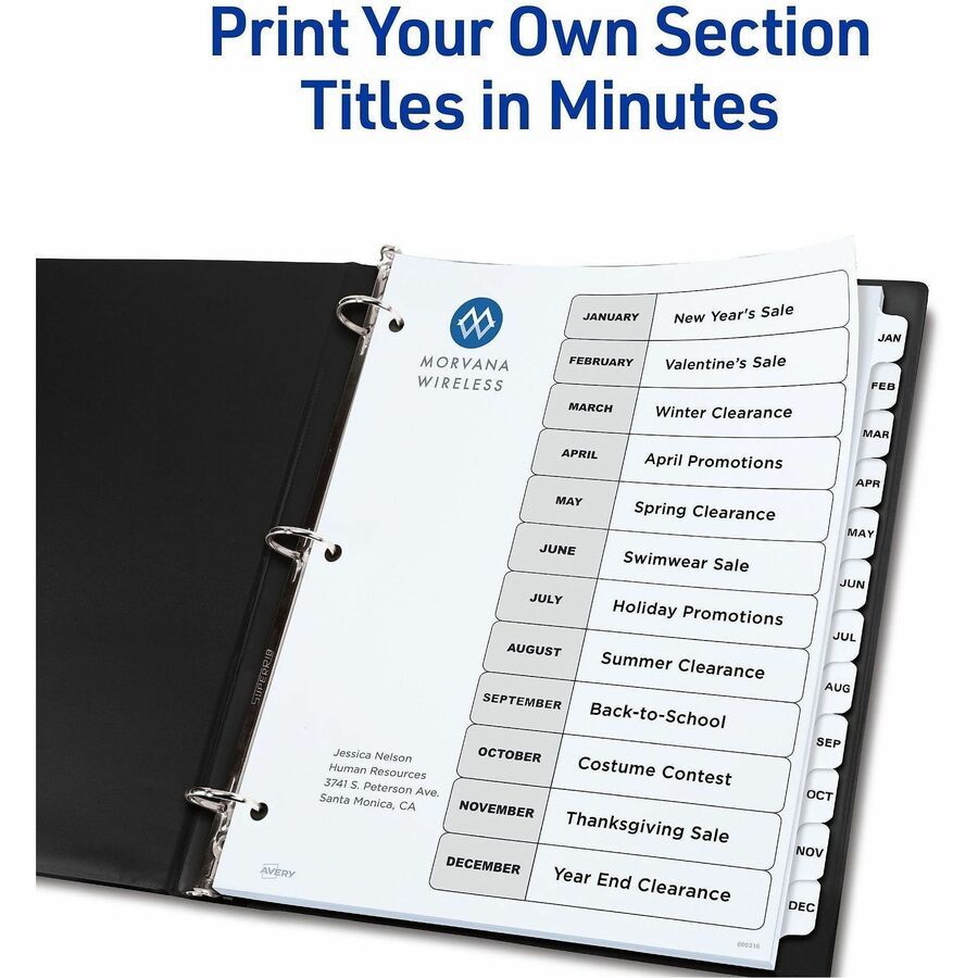 Avery Jan-Dec Dividers, 12 Tabs, Ready Index (6 Sets of 11826) - Alternate-Image1