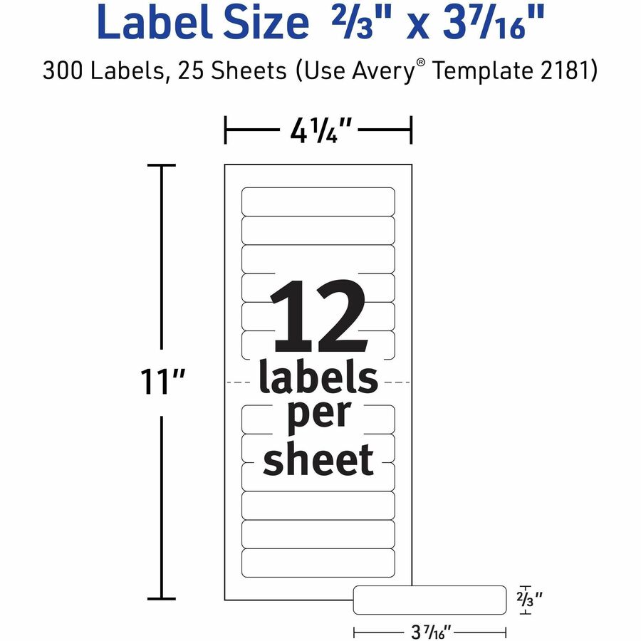 Avery Mini-Sheets File Folder Labels, 2/3" x 3-7/16" , 300ct (2181) - Alternate-Image4