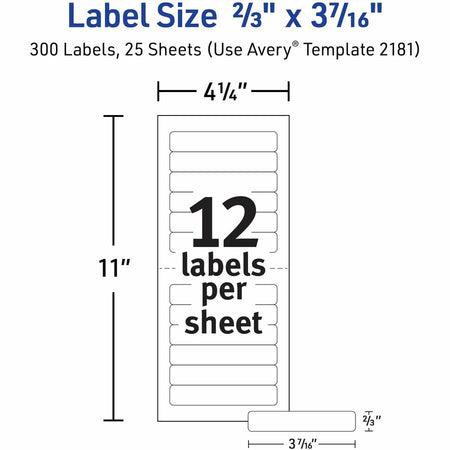 Avery Mini-Sheets File Folder Labels, 2/3" x 3-7/16" , 300ct (2181) - Alternate-Image4