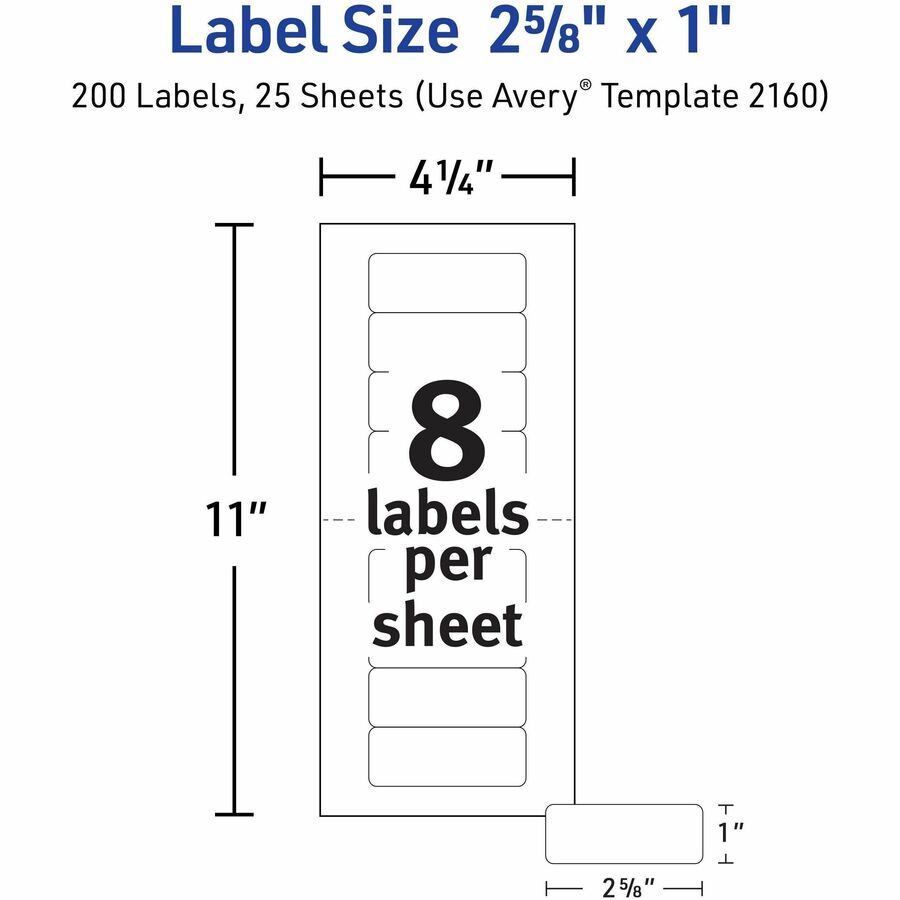 Avery Mini-Sheets(R) Address Labels, 1" x 2-5/8" , 200 Labels (2160) - Alternate-Image4