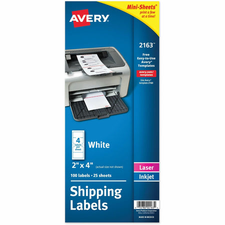 Avery Mini-Sheets(R) Shipping Labels, 2" x 4" , 100 Labels (2163) - 2000
