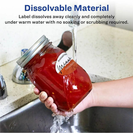 Avery Oval Dissolvable Labels: White Paper 90 Labels/Pack - Multipurpose & ID Labels