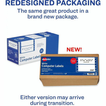 Avery Pin Feed Label: 3 1/2’’ Rectangle Permanent Adhesive - 5000 Labels - Multipurpose & ID
