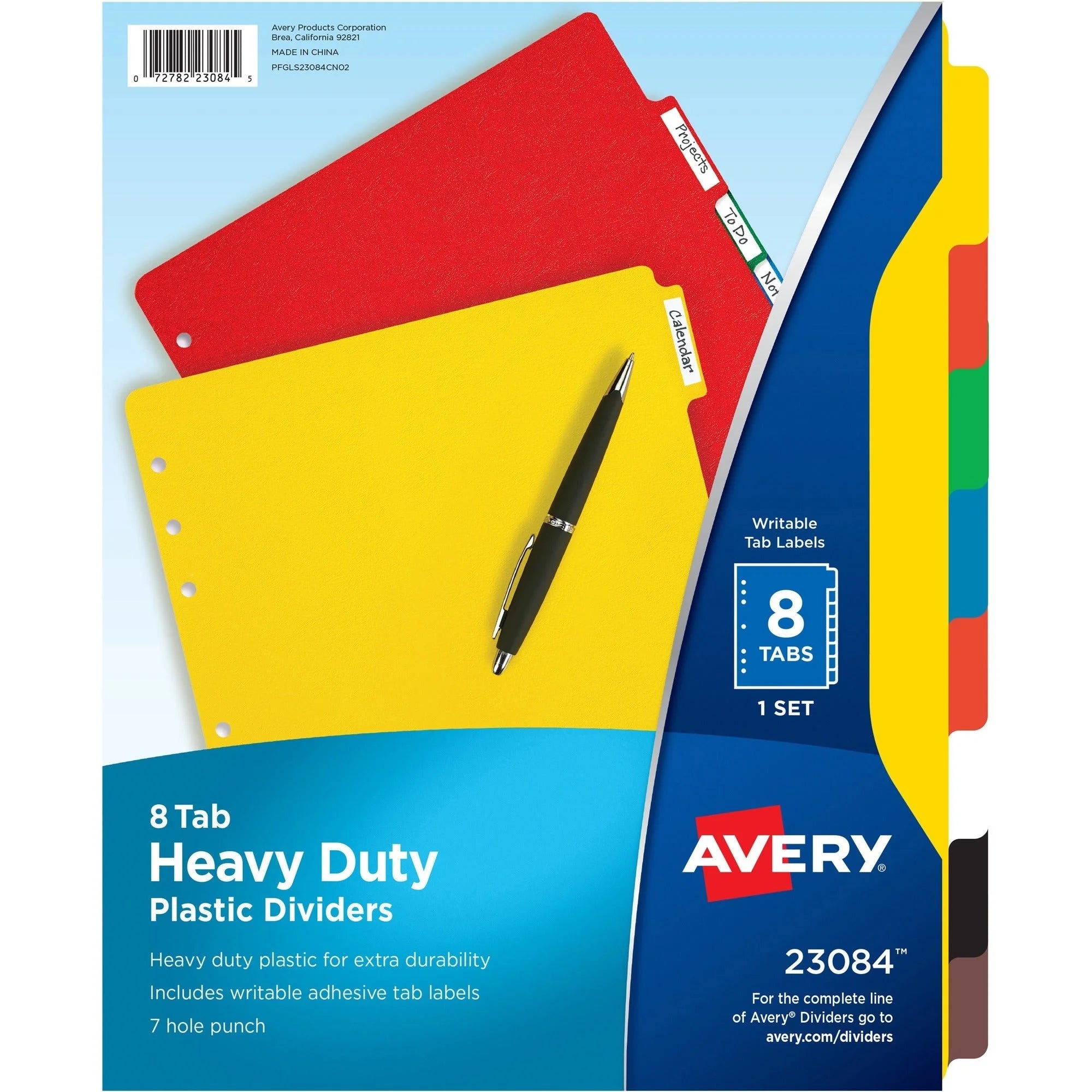 Avery Plastic Tab Dividers: 8 Multicolor Tabs Self-Adhesive - 8/Set - Index Divider