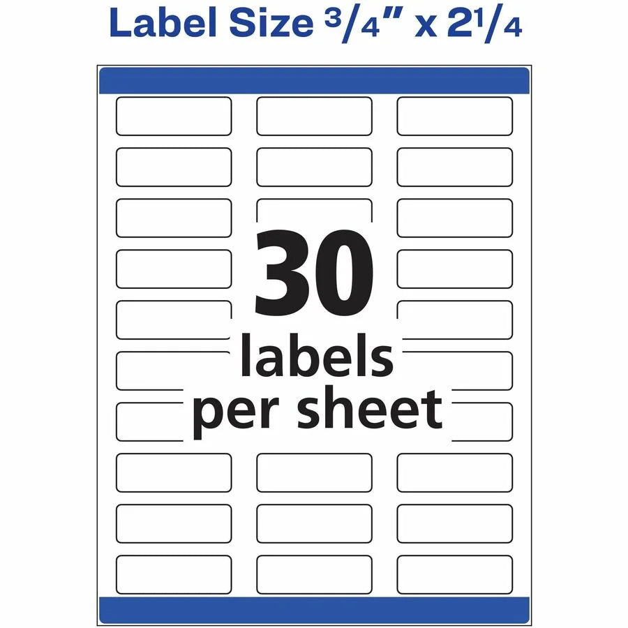 Avery Print-to-the-Edge Copier Address Labels - 3/4’’ x 2 1/4’’ - 750 - 25 Sheets - Shipping