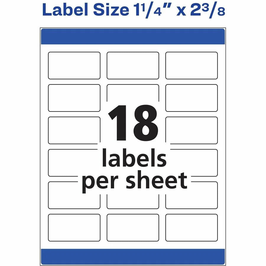 Avery Print-to-the-Edge Shipping Labels: 1.25’’ x 2.38’’ - 450 Labels - Inkjet/Laser - White Paper - Address