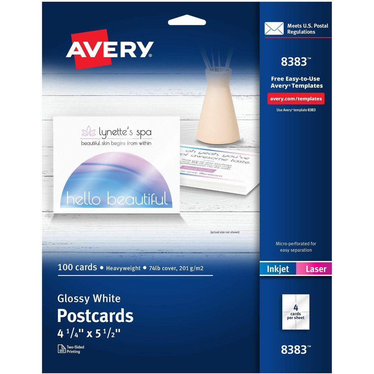 Avery Printable Postcards, 4.25" x 5.5" , Glossy White (8383) - 2000