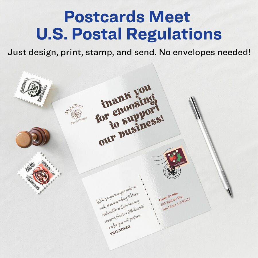 Avery Printable Postcards, 4.25" x 5.5" , Glossy White (8383) - Alternate-Image4