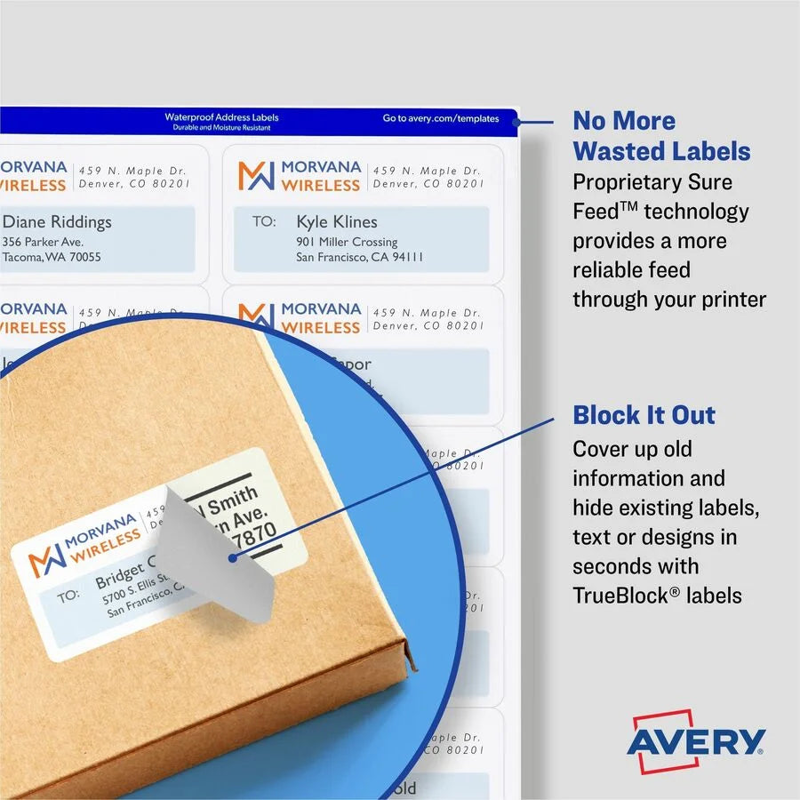Avery Printable Shipping Labels: 2.5’’ x 4’’ 800 Labels - White Paper Laser Permanent Adhesive - Address