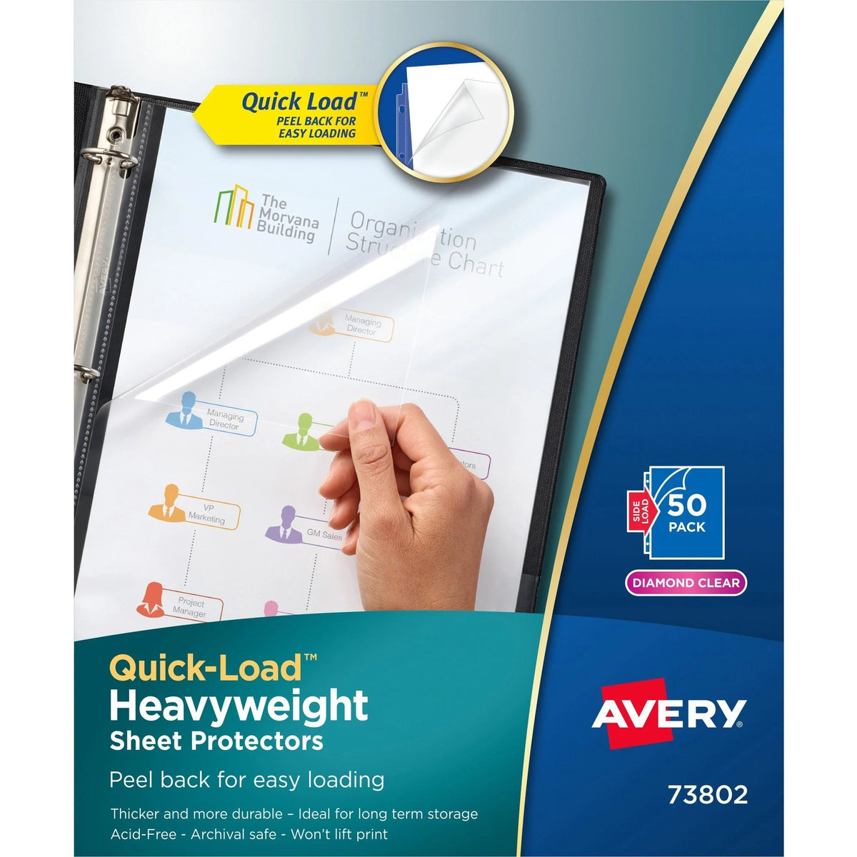 Avery Quick-Load Sheet Protectors: Clear Polypropylene Letter Size 50/Box - Protectors