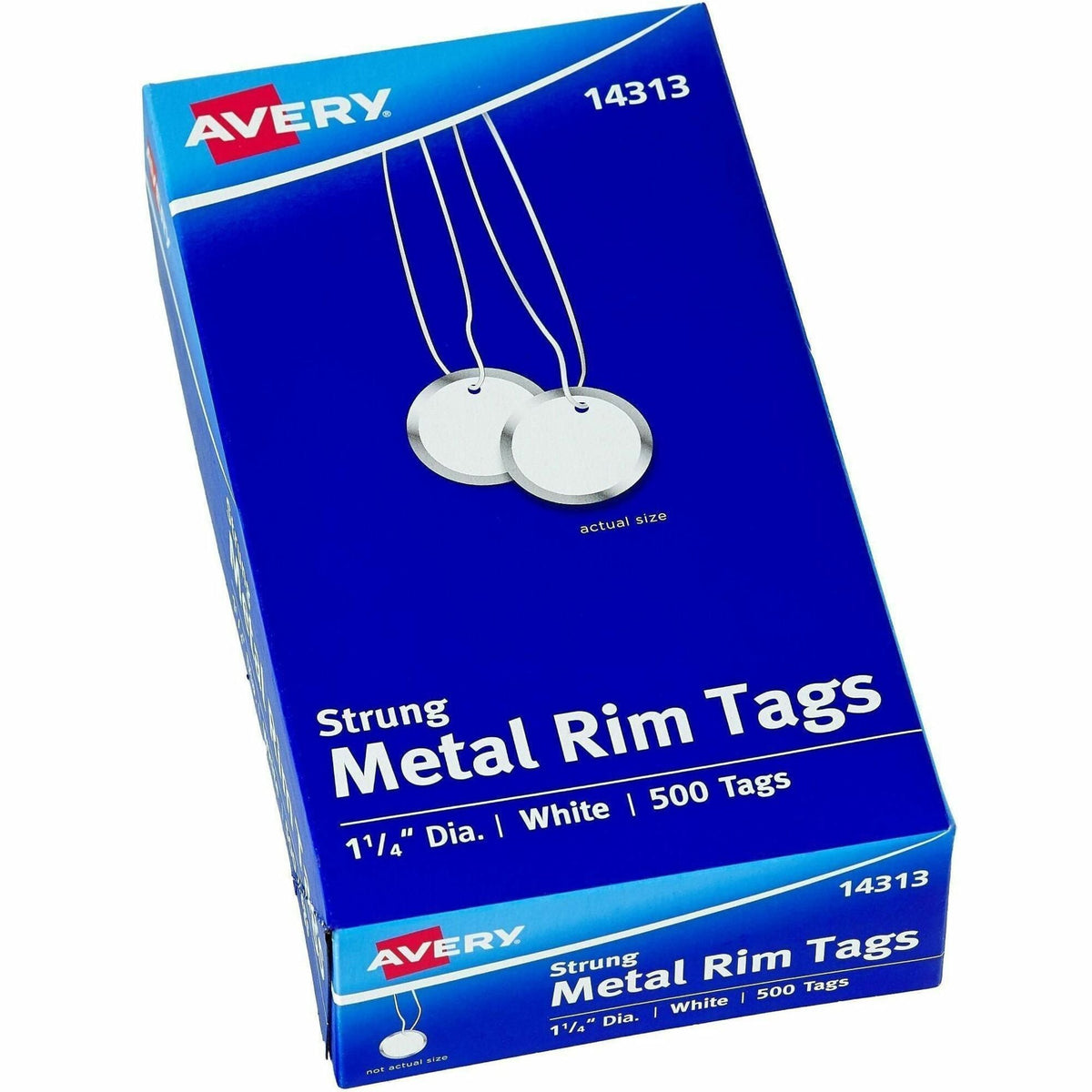 Avery&reg; 1-1/4" Metal Rim Key Tags, Strung, White, 500 Tags (14313) - 2000