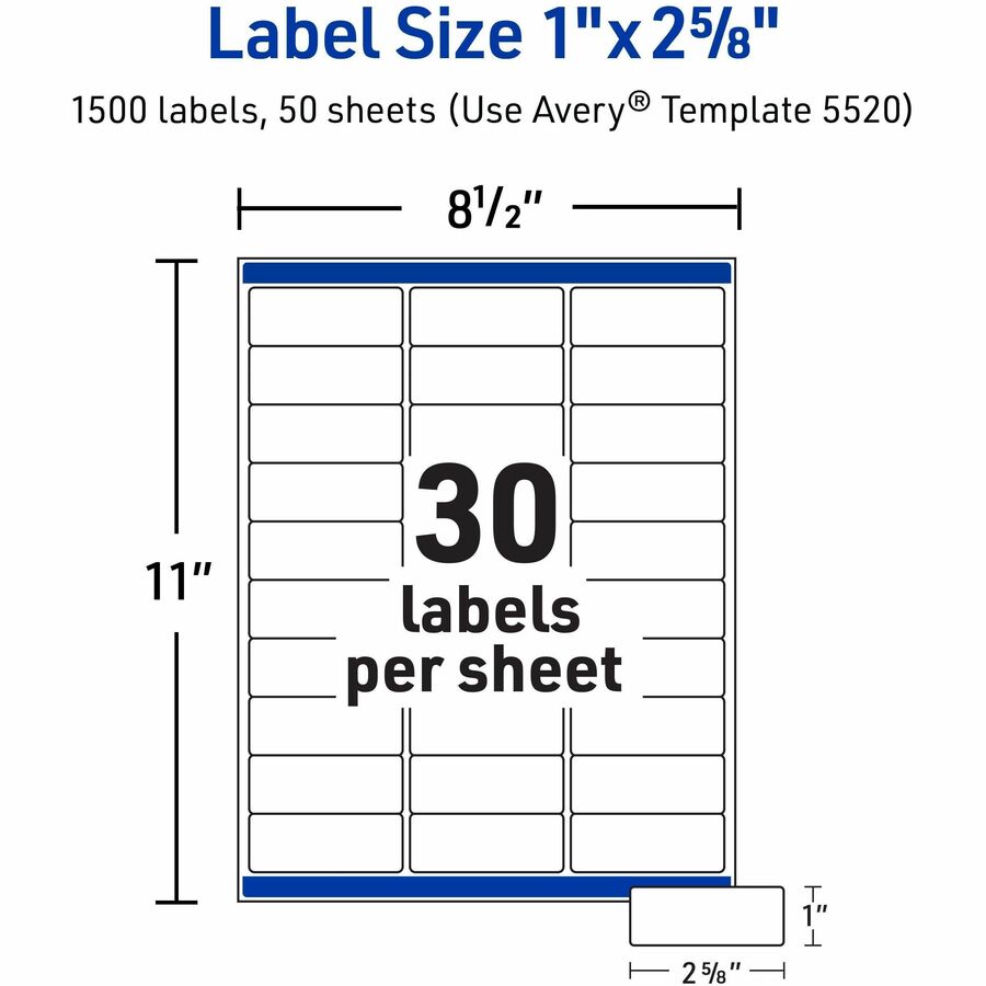 Avery® 1" x 2-5/8" Labels, Ultrahold, 1,500 Labels (5520) - Alternate-Image7