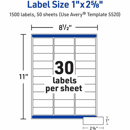 Avery® 1" x 2-5/8" Labels, Ultrahold, 1,500 Labels (5520) - Alternate-Image7