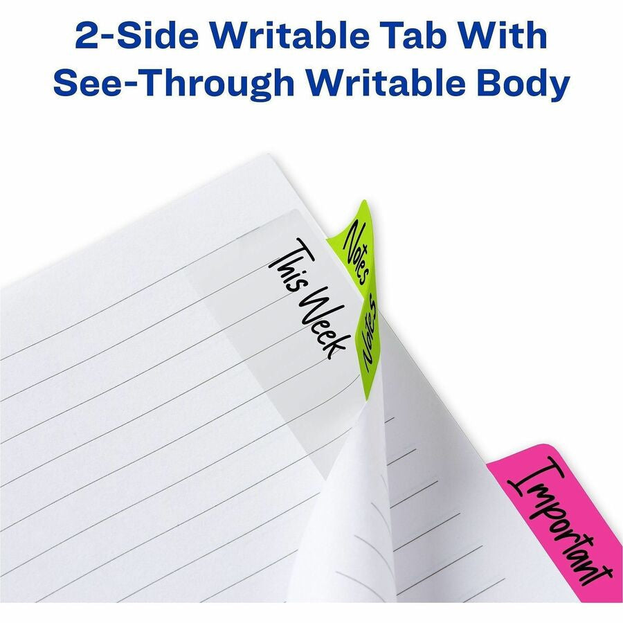 Avery® 2’’ Multi-use Ultra Tabs - 48 Tab(s) - 1.50’’ Tab Height x Width - Clear Film Neon Pink Paper Green - Index