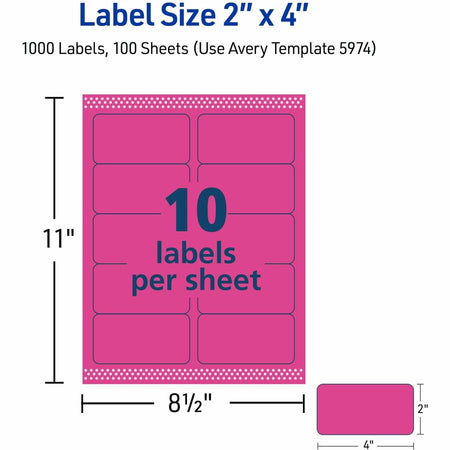 Avery® 2" x 4" Neon Shipping Labels with Sure Feed, 1,000 Labels (5974) - Alternate-Image4