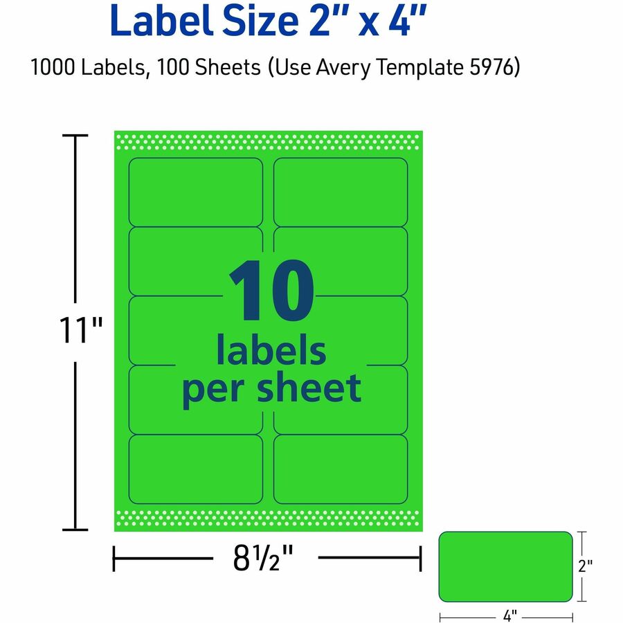 Avery® 2"x 4" Neon Shipping Labels with Sure Feed, 1,000 Labels (5976) - Alternate-Image4