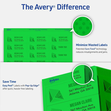 Avery® 2"x 4" Neon Shipping Labels with Sure Feed, 1,000 Labels (5976) - Alternate-Image2