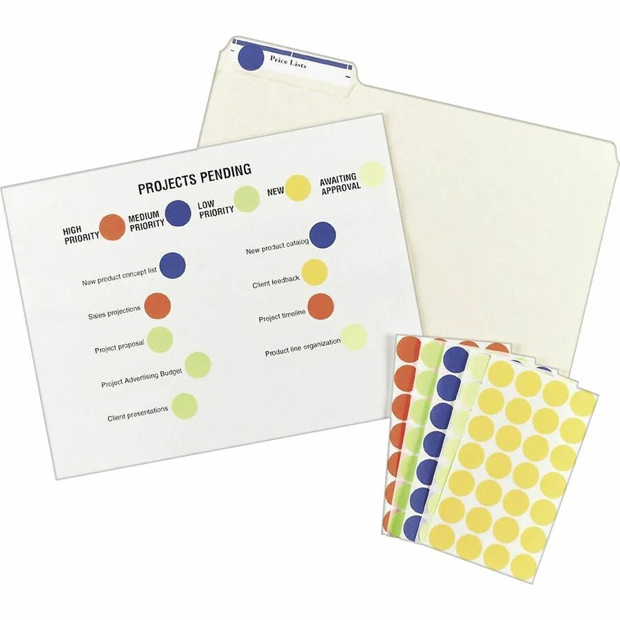Avery® 3/4’’ Round Yellow Color Coding Labels - Removable Adhesive - 1008 - Color-Coding