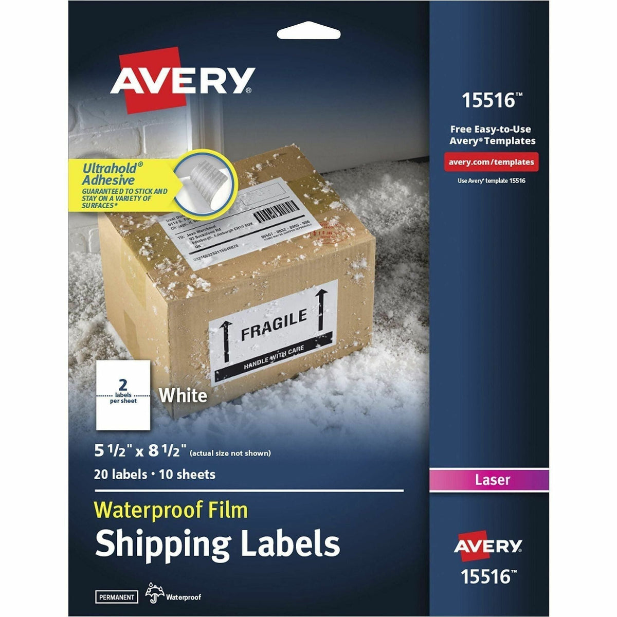 Avery® 5-1/2" x 8-1/2" Labels, Ultrahold, 20 Labels (15516) - 2000