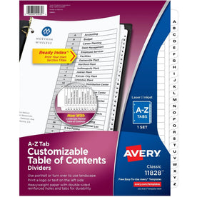 Avery® A-Z Black & White Table of Contents Dividers - Organize Your Documents Efficiently - Index Divider