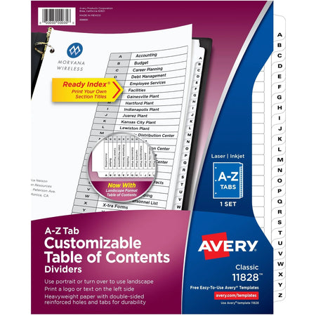 Avery® A-Z Black & White Table of Contents Dividers - Organize Your Documents Efficiently - Index Divider