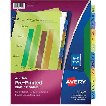 Avery® A-Z Plastic Dividers: Multicolor Tabs 12-Set - Index Divider