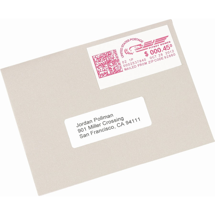 Avery® Address Label - 1 1/2’’ Width x 2 3/4’’ Length - Permanent Adhesive - Rectangle - White - Paper - 4 / Sheet