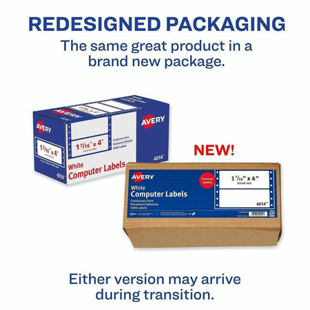 Avery® Address Label - 1 7/16’’ Width x 4’’ Length - Permanent Adhesive - Dot Matrix - White - Sheet - Multipurpose &