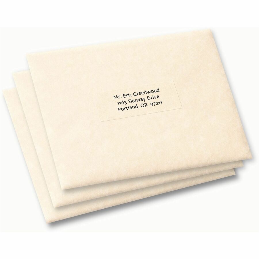 Avery® Address Label - 1’’ Width x 2 13/16’’ Length - Permanent Adhesive - Rectangle - Frosted Clear - Film - 33