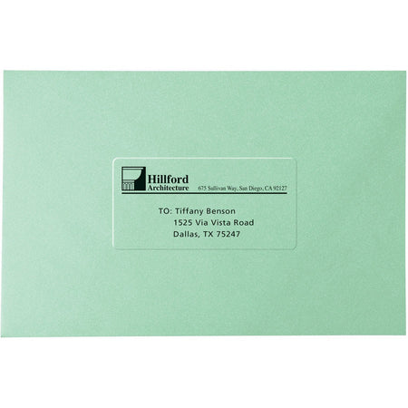 Avery® Address Label - 1’’ Width x 2 13/16’’ Length - Permanent Adhesive - Rectangle - Frosted Clear - Film - 33