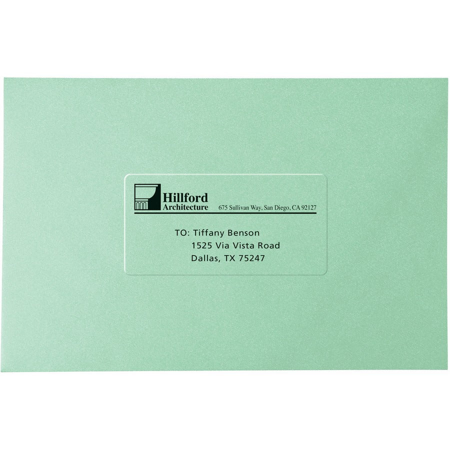 Avery® Address Label - 1’’ Width x 2 13/16’’ Length - Permanent Adhesive - Rectangle - Frosted Clear - Film - 33
