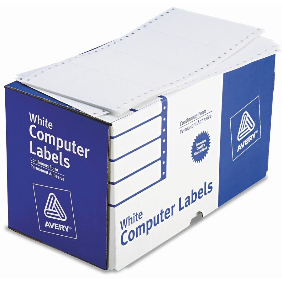 Avery® Address Label - 5’’ Width x 2 15/16’’ Length - Permanent Adhesive - Dot Matrix - White - 1 / Sheet
