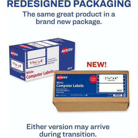 Avery® Address Label - 1 7/16’’ Width x 4’’ Length - Permanent Adhesive - Dot Matrix - White - Sheet - Multipurpose &