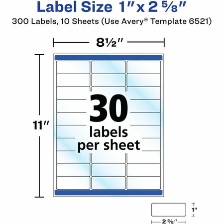 Avery® Address Labels, 1" x 2-5/8" , Glossy Clear, 300ct (6521) - Alternate-Image6
