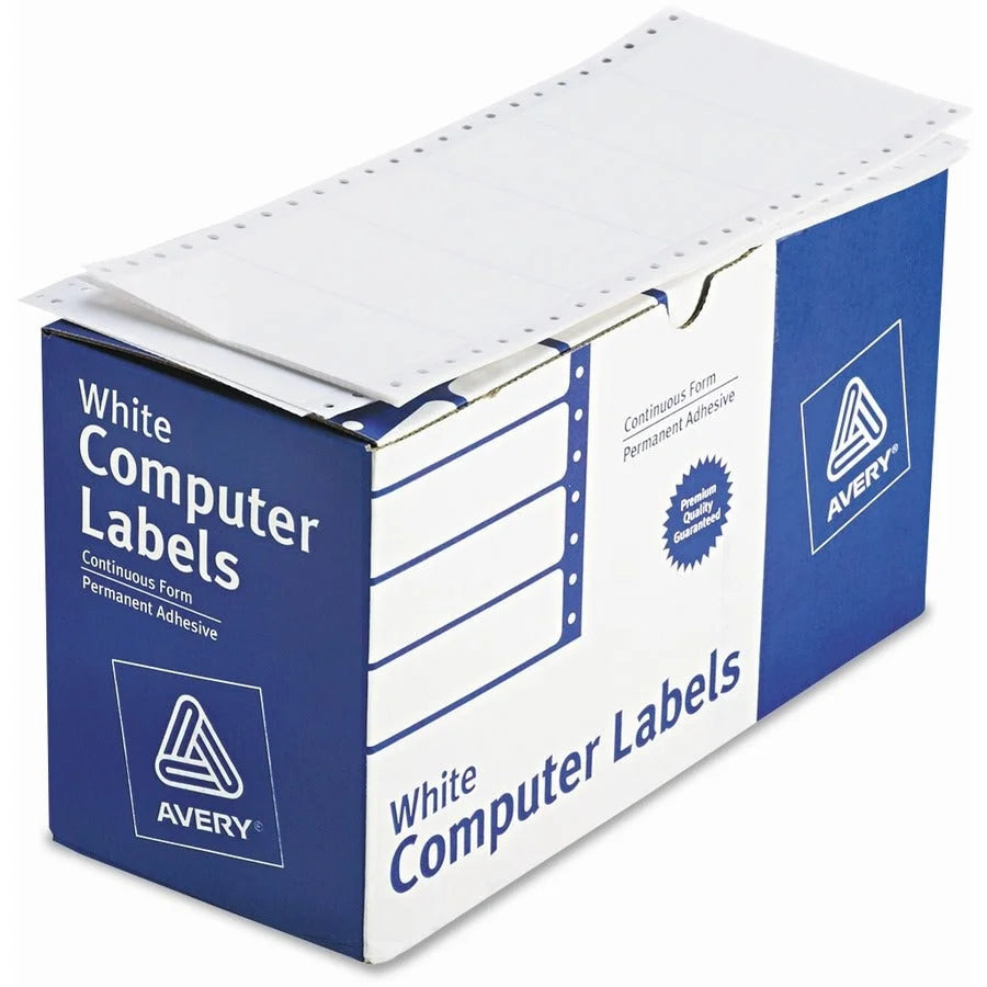 Avery® Address Labels: Stick & Stay Dot Matrix White - 1 15/16’’ x 4’’ - 5000 Labels - Multipurpose ID