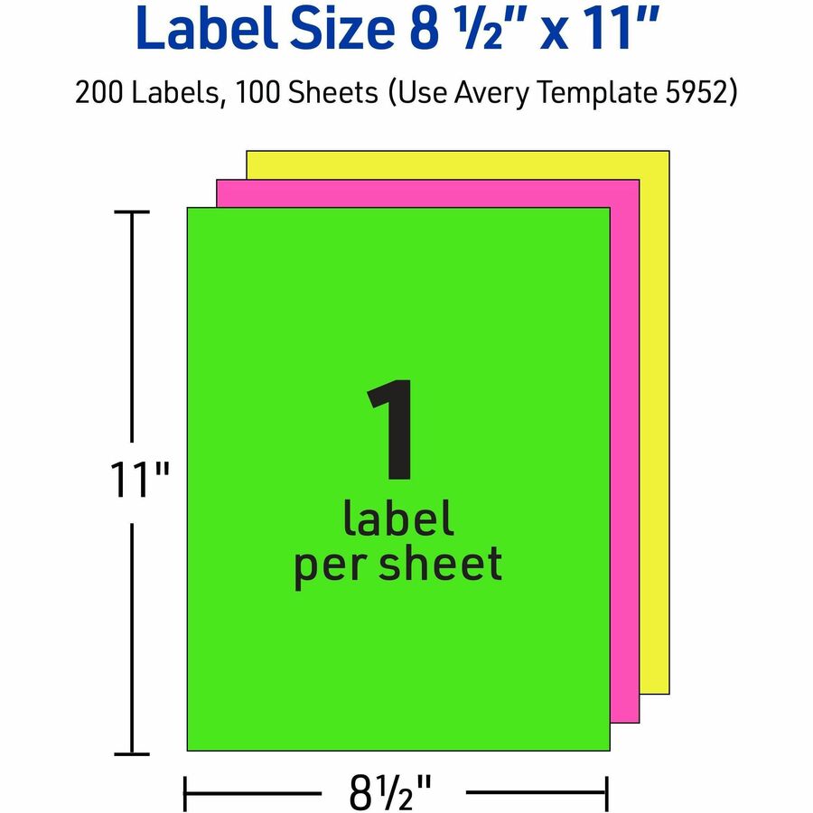 Avery® Assorted Neon Shipping Labels, 8-1/2" x 11" , 15 Labels (5975) - Alternate-Image4