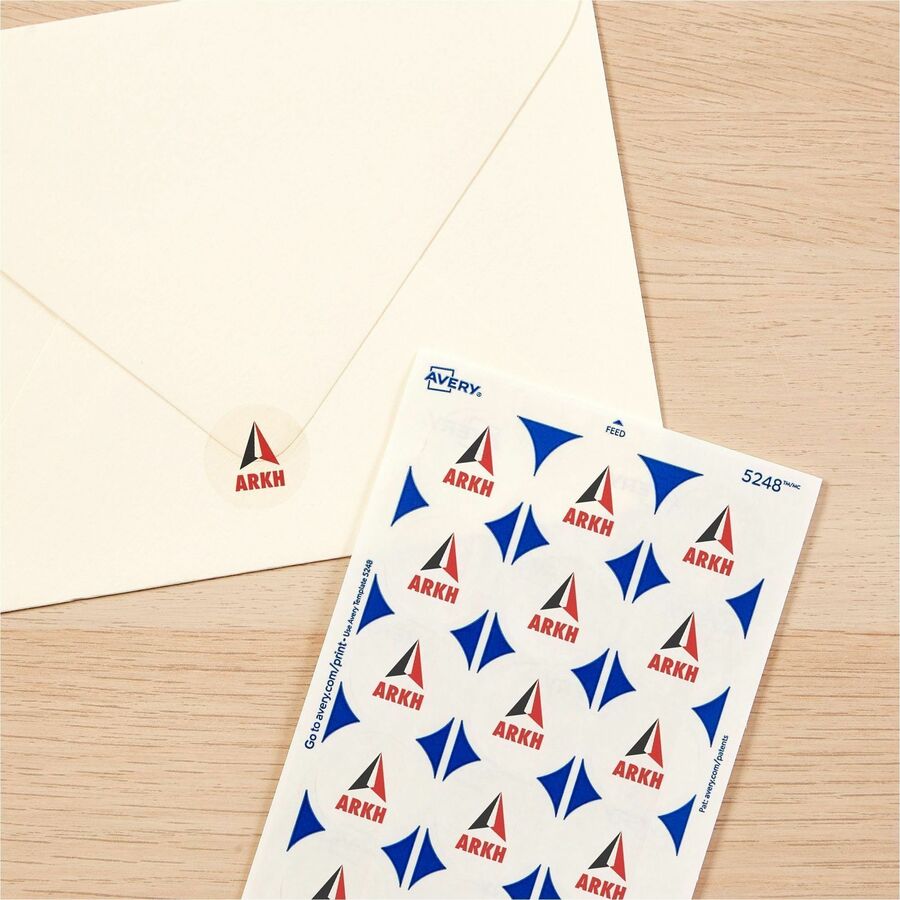 Avery® Avery Printable Mailing Seals Clear 1’’ Diameter 480 Labels (5248) - Glossy - Address / Shipping