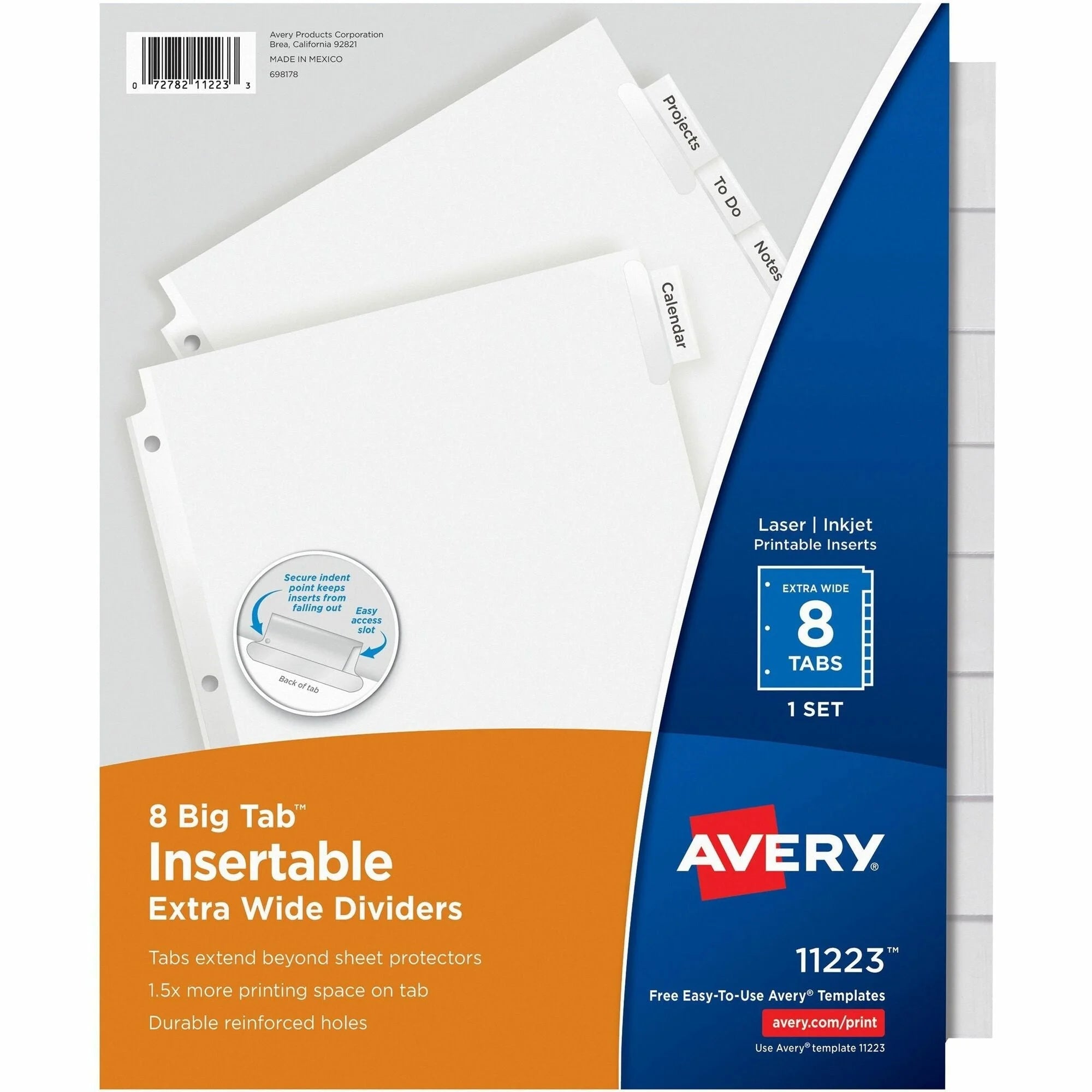 Avery® Big Tab Extra-Wide Insertable Dividers: 8 Blank Tabs Clear 20% Recycled - Index Divider