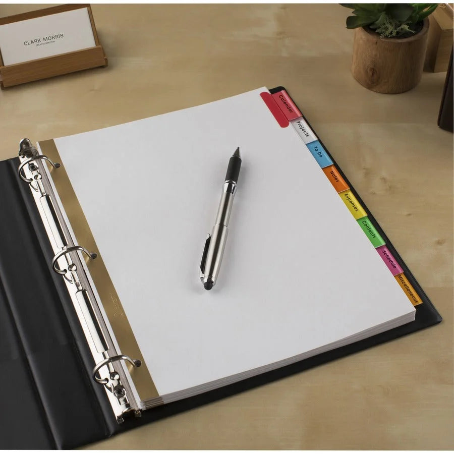 Avery® Big Tab Insertable Dividers: Reinforced Gold Edge 8 Blank Tabs Multicolor 8.5’’ x 11’’ - Index Divider